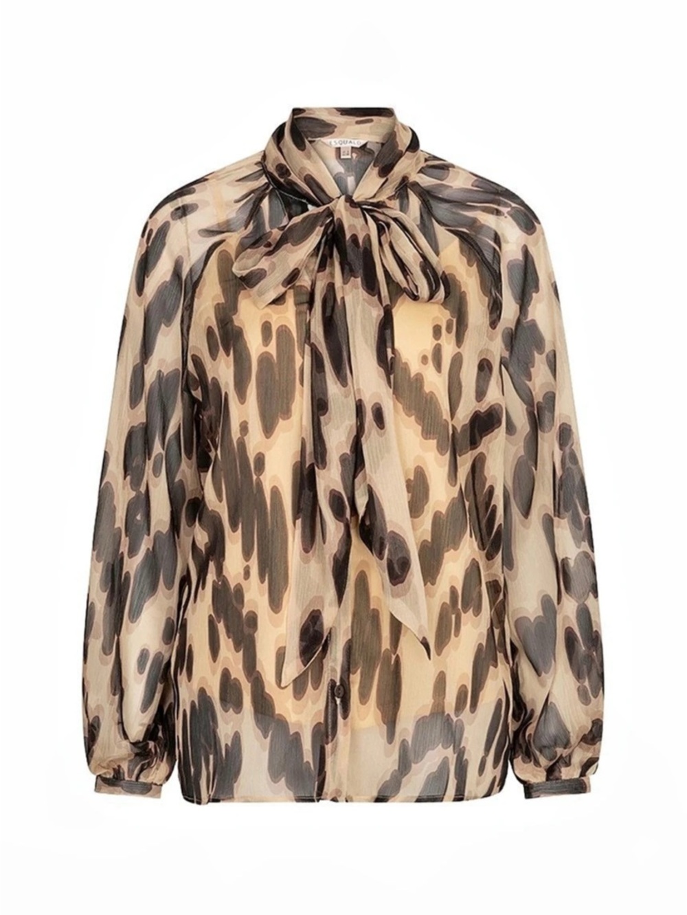 Esqualo Leopard Print Tie Blouse Brown & Beige- size 6